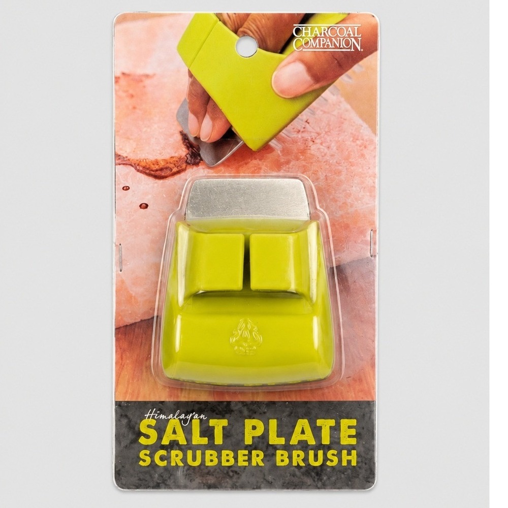 Charcoal Companion Himalayan Salt Plate Scrubber Brush CC4108 Lime‎ Green New